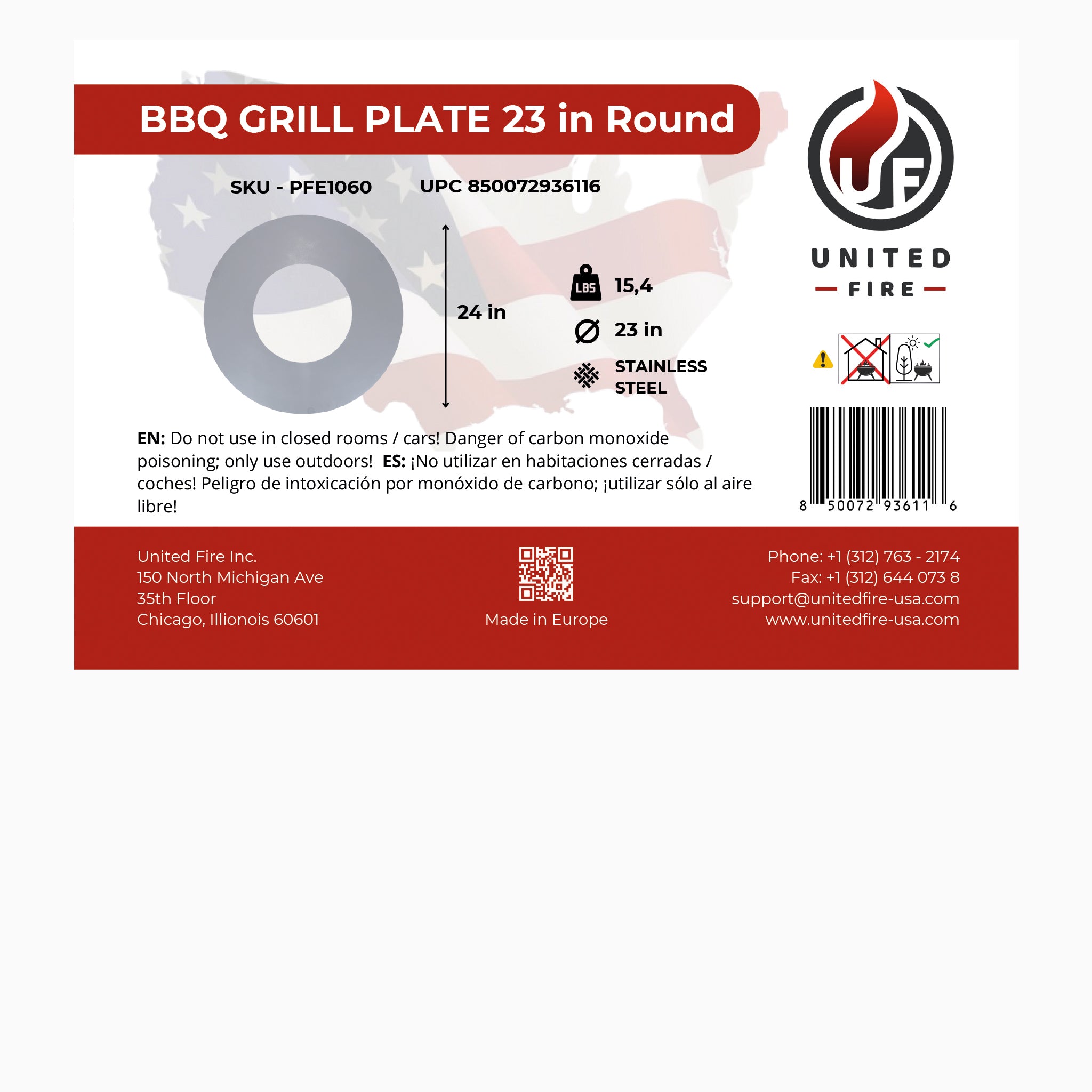 BBQ Grill Plate Round Stainless Steel for Fire Pit