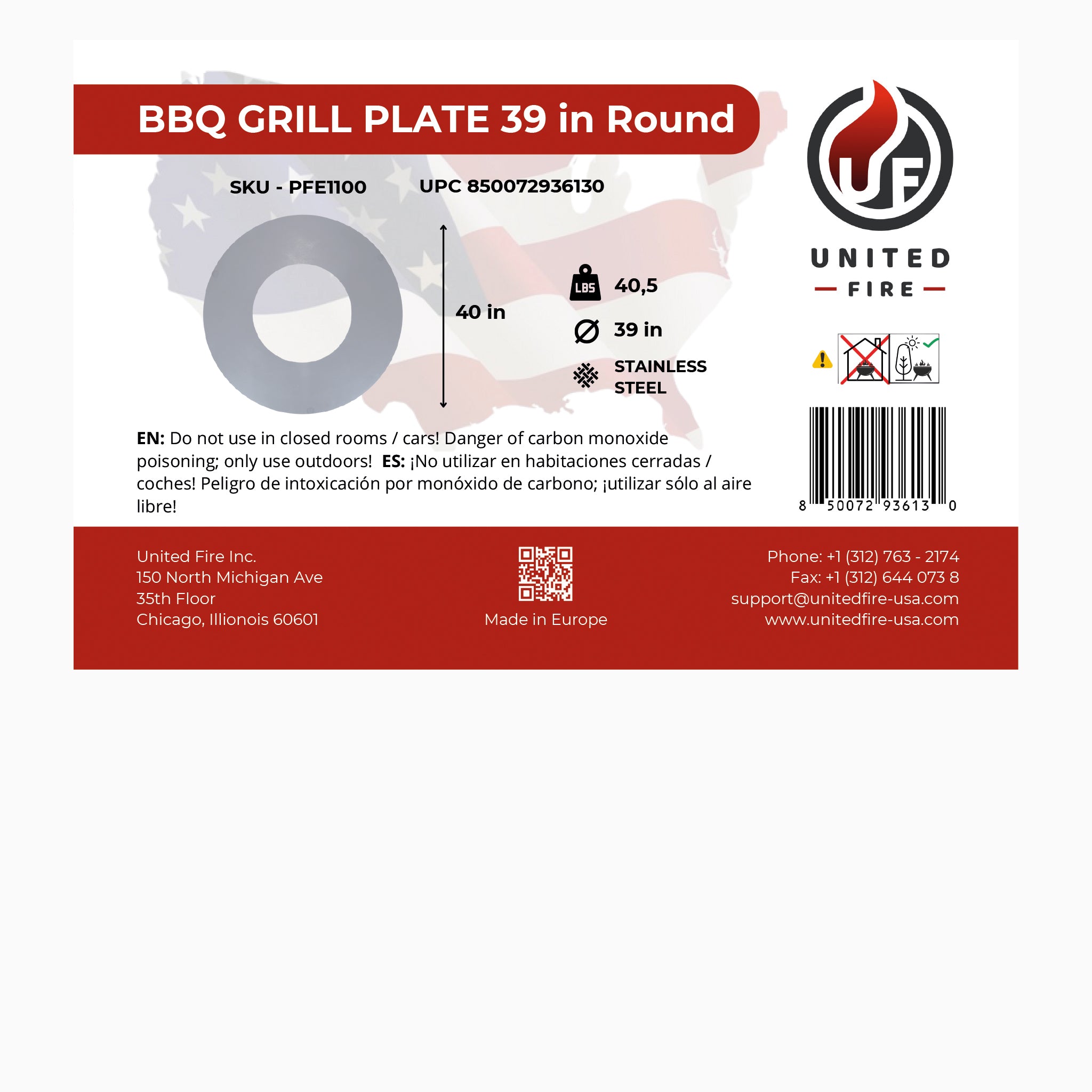 BBQ Grill Plate Round Stainless Steel for Fire Pit