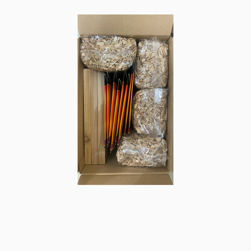 Wood BBQ Smoke Set - Hickory Wood chips, Wraps, Beechwood Planks